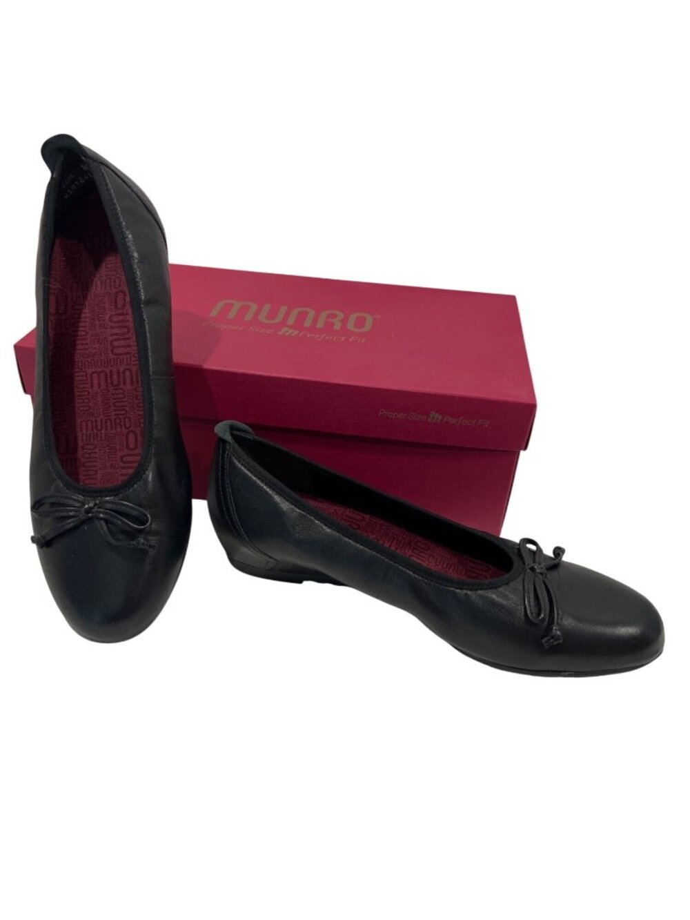 MUNRO Quinn Black leather ballet flats shoes Women 10.5 W
